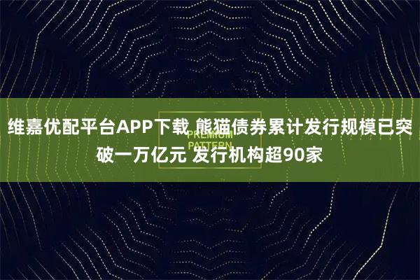 维嘉优配平台APP下载 熊猫债券累计发行规模已突破一万亿元 发行机构超90家
